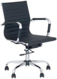 Mid-Back Leather adjustable Rotating Office Chair Computer Black