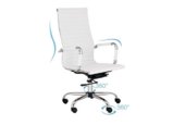 Best Deal Depot Modern High-Back Ribbed Upholstered Leather Executive Office Desk Chair White