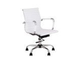 Mid-Back Leather adjustable Rotating Office Chair Computer White