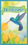 Welcome Flag With Humming Bird And Yellow Tulips Garden Flag Decorative Flag - 12.5