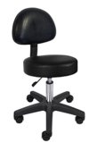 Ergonomic Health and Fitness Rolling Adjustable Medical/Massage Stool with Removable Backrest, Black