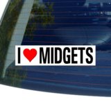 I Love Heart MIDGETS - Window Bumper Sticker