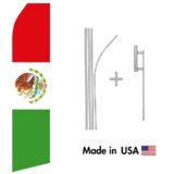 Mexican Flag Econo Flag | 16ft Aluminum Advertising Swooper Flag Kit with Hardware