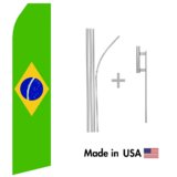 Brazilian Flag Econo Flag | 16ft Aluminum Advertising Swooper Flag Kit with Hardware