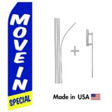 Move In Special Econo Flag | 16ft Aluminum Advertising Swooper Flag Kit with Hardware