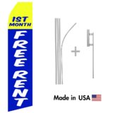 First Month Free Rent Econo Flag | 16ft Aluminum Advertising Swooper Flag Kit with Hardware