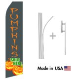 Pumpkins Sold Here Econo Flag | 16ft Aluminum Advertising Swooper Flag Kit with Hardware