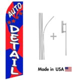 Auto Detailing Service Econo Flag | 16ft Aluminum Advertising Swooper Flag Kit with Hardware