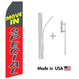 Move In Special Econo Flag | 16ft Aluminum Advertising Swooper Flag Kit with Hardware
