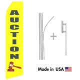 Auction Econo Flag | 16ft Aluminum Advertising Swooper Flag Kit with Hardware