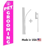 Pet Grooming Econo Flag | 16ft Aluminum Advertising Swooper Flag Kit with Hardware