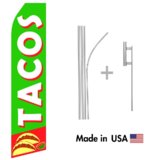 Tacos Econo Flag | 16ft Aluminum Advertising Swooper Flag Kit with Hardware