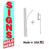 Sign Sold Here Econo Flag | 16ft Aluminum Advertising Swooper Flag Kit with Hardware