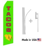 Tacos Econo Flag | 16ft Aluminum Advertising Swooper Flag Kit with Hardware