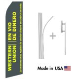 Western Union En Vio De Dinero Econo Flag | 16ft Aluminum Advertising Swooper Flag Kit with Hardware