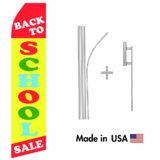 Back to School Sale Econo Flag | 16ft Aluminum Advertising Swooper Flag Kit with Hardware