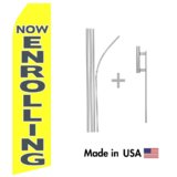 Now Enrolling Econo Flag | 16ft Aluminum Advertising Swooper Flag Kit with Hardware