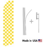 Yellow Checkered Econo Flag | 16ft Aluminum Advertising Swooper Flag Kit with Hardware