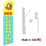 Pet Grooming Econo Flag | 16ft Aluminum Advertising Swooper Flag Kit with Hardware