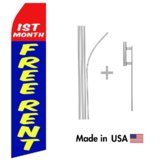 First Month Free Rent Econo Flag | 16ft Aluminum Advertising Swooper Flag Kit with Hardware