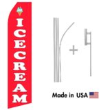 Ice Cream Econo Flag | 16ft Aluminum Advertising Swooper Flag Kit with Hardware