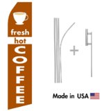 Fresh Hot Coffee Econo Flag | 16ft Aluminum Advertising Swooper Flag Kit with Hardware
