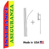 Insurance Aseguranza Econo Flag | 16ft Aluminum Advertising Swooper Flag Kit with Hardware