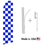 Purple and White Checkered Econo Flag | 16ft Aluminum Advertising Swooper Flag Kit with Hardware