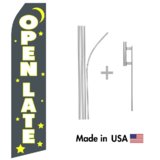 Open Late Econo Flag | 16ft Aluminum Advertising Swooper Flag Kit with Hardware