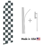 Black and White Checkered Econo Flag | 16ft Aluminum Advertising Swooper Flag Kit with Hardware