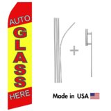 Auto Glass Service Econo Flag | 16ft Aluminum Advertising Swooper Flag Kit with Hardware
