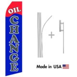 Oil Change Econo Flag | 16ft Aluminum Advertising Swooper Flag Kit with Hardware