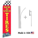 New and Used Tires Econo Flag | 16ft Aluminum Advertising Swooper Flag Kit with Hardware