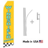 Windshield Repairs Econo Flag | 16ft Aluminum Advertising Swooper Flag Kit with Hardware