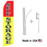 Self Storage Econo Flag | 16ft Aluminum Advertising Swooper Flag Kit with Hardware