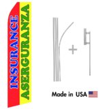 Insurance Aseguranza Econo Flag | 16ft Aluminum Advertising Swooper Flag Kit with Hardware