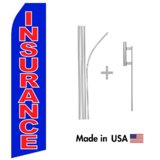 Blue Insurance Econo Flag | 16ft Aluminum Advertising Swooper Flag Kit with Hardware