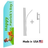 Happy St. Patricks Day Econo Flag | 16ft Aluminum Advertising Swooper Flag Kit with Hardware