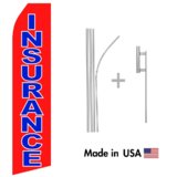 Red Insurance Econo Flag | 16ft Aluminum Advertising Swooper Flag Kit with Hardware