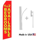 Red 1 & 2 Bedrooms Available Econo Flag | 16ft Aluminum Advertising Swooper Flag Kit with Hardware