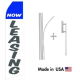 Now Leasing Econo Flag | 16ft Aluminum Advertising Swooper Flag Kit with Hardware