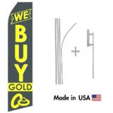 We Buy Gold Econo Flag | 16ft Aluminum Advertising Swooper Flag Kit with Hardware