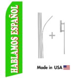 Hablamos Espanol Econo Flag | 16ft Aluminum Advertising Swooper Flag Kit with Hardware