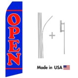 Blue Open Econo Flag | 16ft Aluminum Advertising Swooper Flag Kit with Hardware