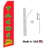 Tacos Econo Flag | 16ft Aluminum Advertising Swooper Flag Kit with Hardware