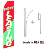 Now Leasing Econo Flag | 16ft Aluminum Advertising Swooper Flag Kit with Hardware