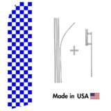 Purple and White Checkered Econo Flag | 16ft Aluminum Advertising Swooper Flag Kit with Hardware