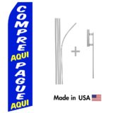 Compre Aqui and Pague Aqui Econo Flag | 16ft Aluminum Advertising Swooper Flag Kit with Hardware