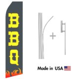 Black BBQ Econo Flag | 16ft Aluminum Advertising Swooper Flag Kit with Hardware