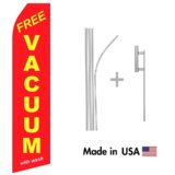 Red Free Vacuum With Wash Econo Flag | 16ft Aluminum Advertising Swooper Flag Kit with Hardware